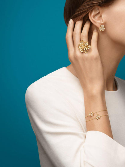 [vivabelle]FRIVOLE GOLD BLUMEN DIAMANT OHRRINGE 