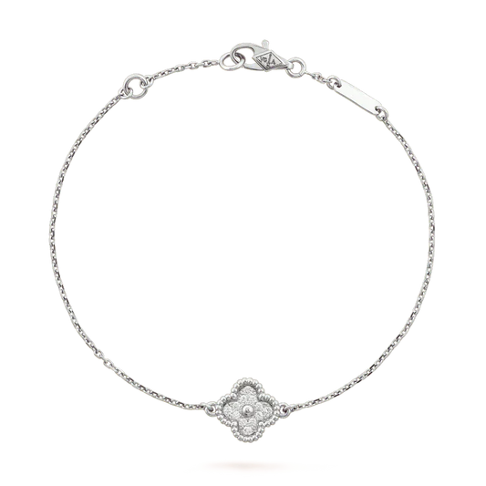 [vivabelle]KLEE-ARMBAND MIT EINZELNER BLUME SILBER
