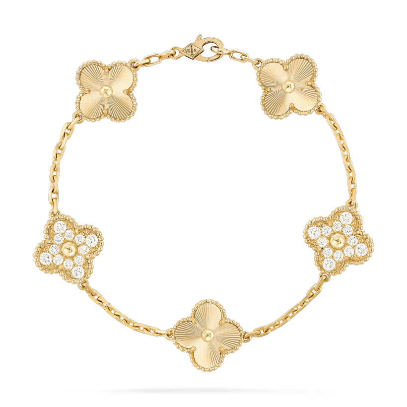 [vivabelle]KLEE-ARMBAND 5 MOTIVE GOLD DIAMANT 