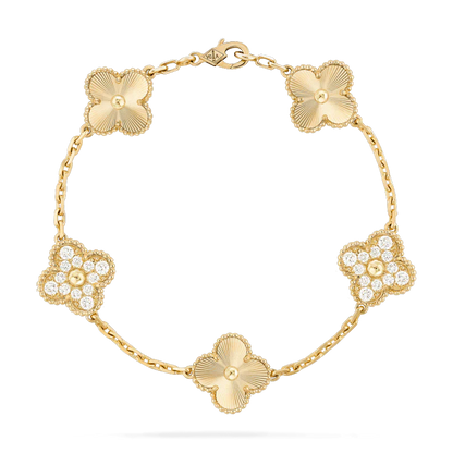 [vivabelle]KLEE-ARMBAND 5 MOTIVE GOLD DIAMANT 