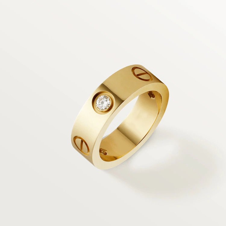 [vivabelle]LOVE RING 5.5MM 3 DIAMONDS PINK GOLD