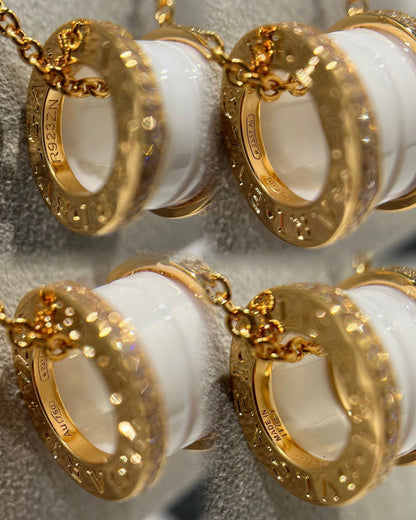 [vivabelle]ZERO 1 Halskette aus weißer Keramik mit Diamanten und Roségold